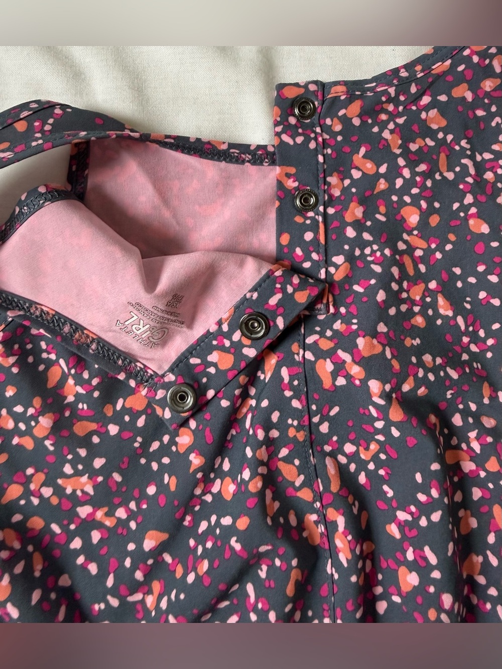 Athleta Girls Play More Romper | Purple Pink Print Size 6 | Active Romper - Picture 7 of 9